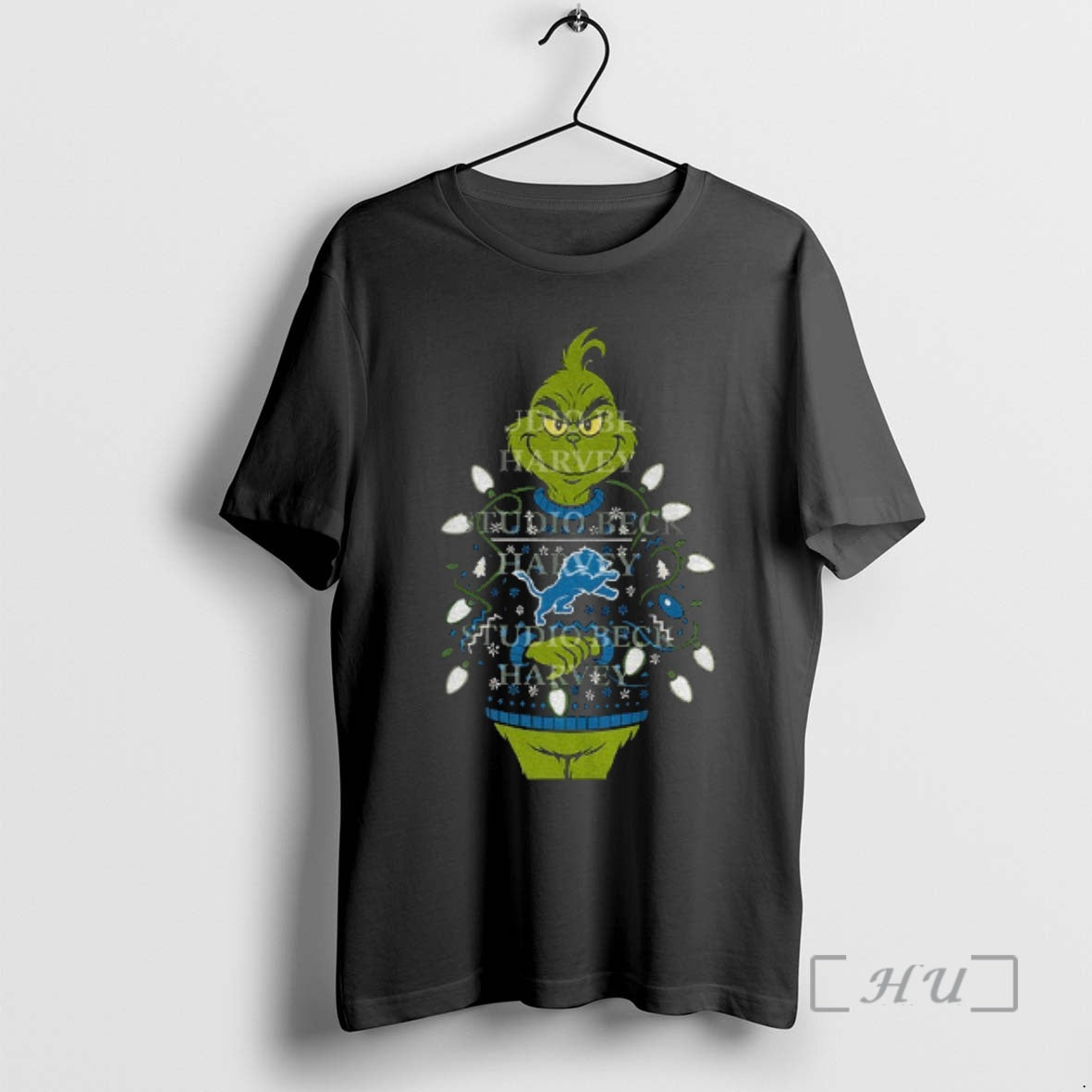 Officials Grinch Santa Detroit Lions Football 2025 - Adult & Kids T-Shirts, Sweatshirts & Hoodies apparel design preview 1