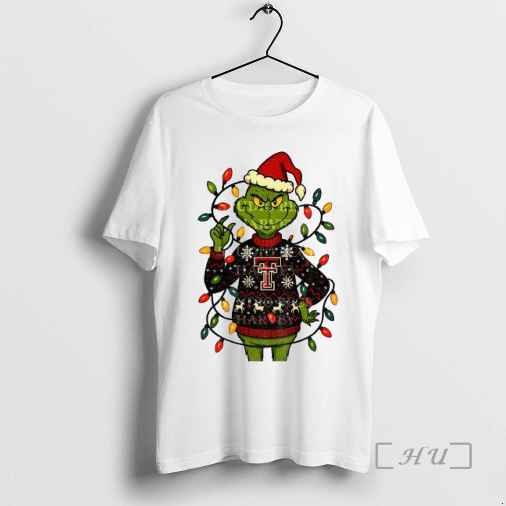 Officials Grinch Santa Hat Texas Tech Red Raiders - Adult & Kids T-Shirts, Sweatshirts & Hoodies apparel design preview 1