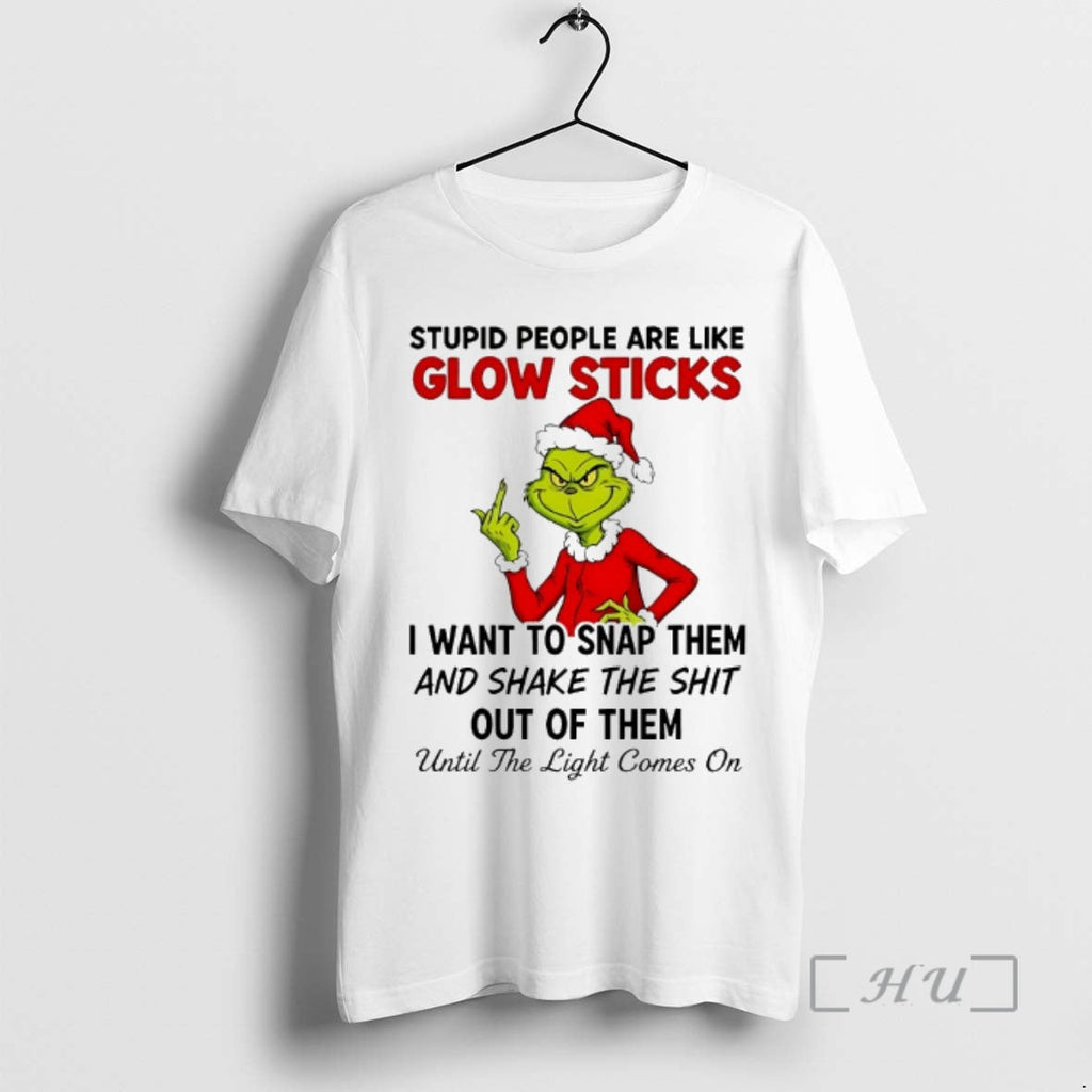 Officials Grinch Stupid People Are Like Glow Sticks - Adult & Kids T-Shirts, Sweatshirts & Hoodies apparel design preview 1