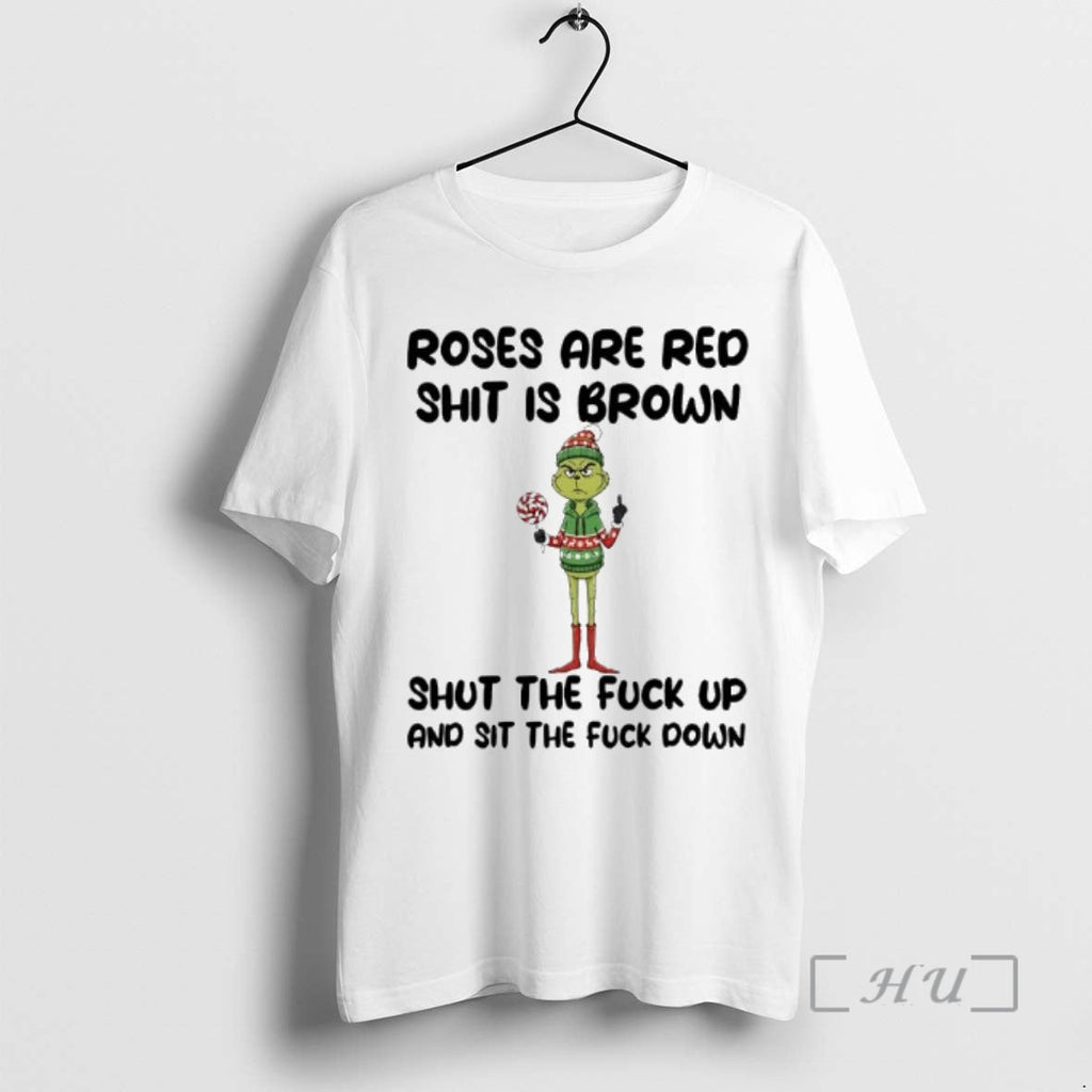 Officials Grinch Roses Are Red Shit Is Brown Shut - Adult & Kids T-Shirts, Sweatshirts & Hoodies apparel design preview 1
