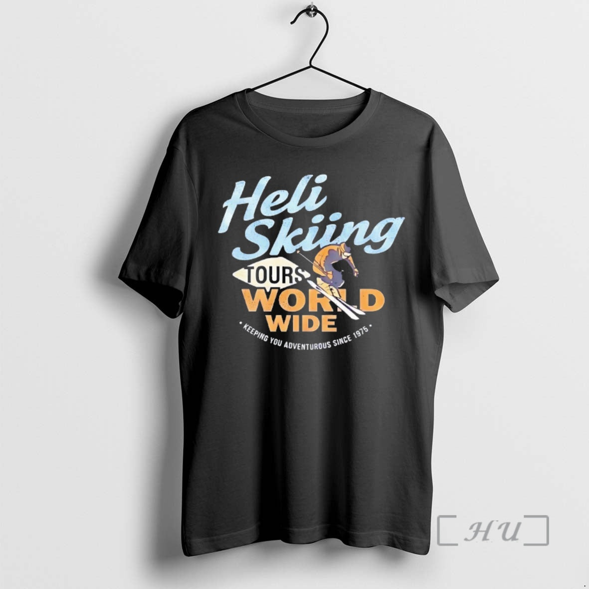 Officials Heli Skiing Tours World Wide 1975 - Adult & Kids T-Shirts, Sweatshirts & Hoodies apparel design preview 1