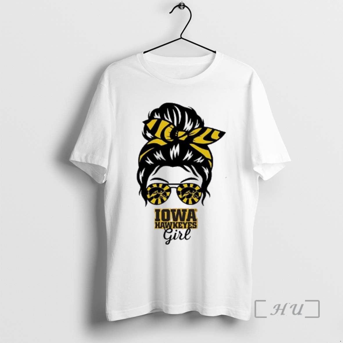 Officials Iowa Hawkeyes Girl Sunglasses Messy Bun - Adult & Kids T-Shirts, Sweatshirts & Hoodies apparel design preview 1