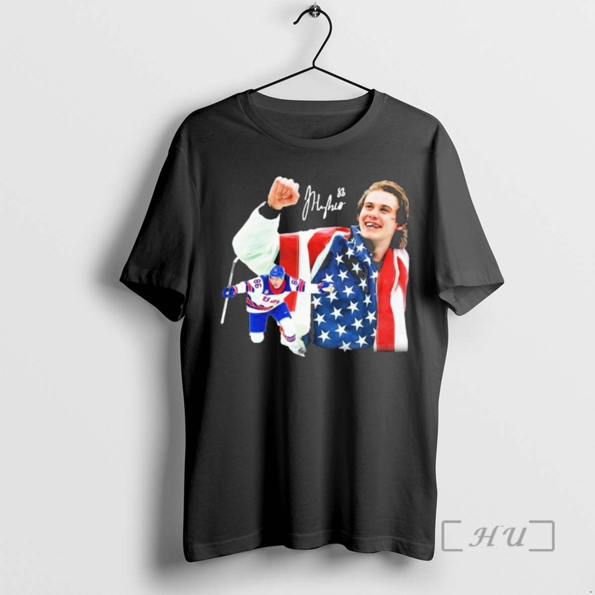 Officials Jack Hughes Men Hockey Usa Signature 1 - Adult & Kids T-Shirts, Sweatshirts & Hoodies apparel design preview 1