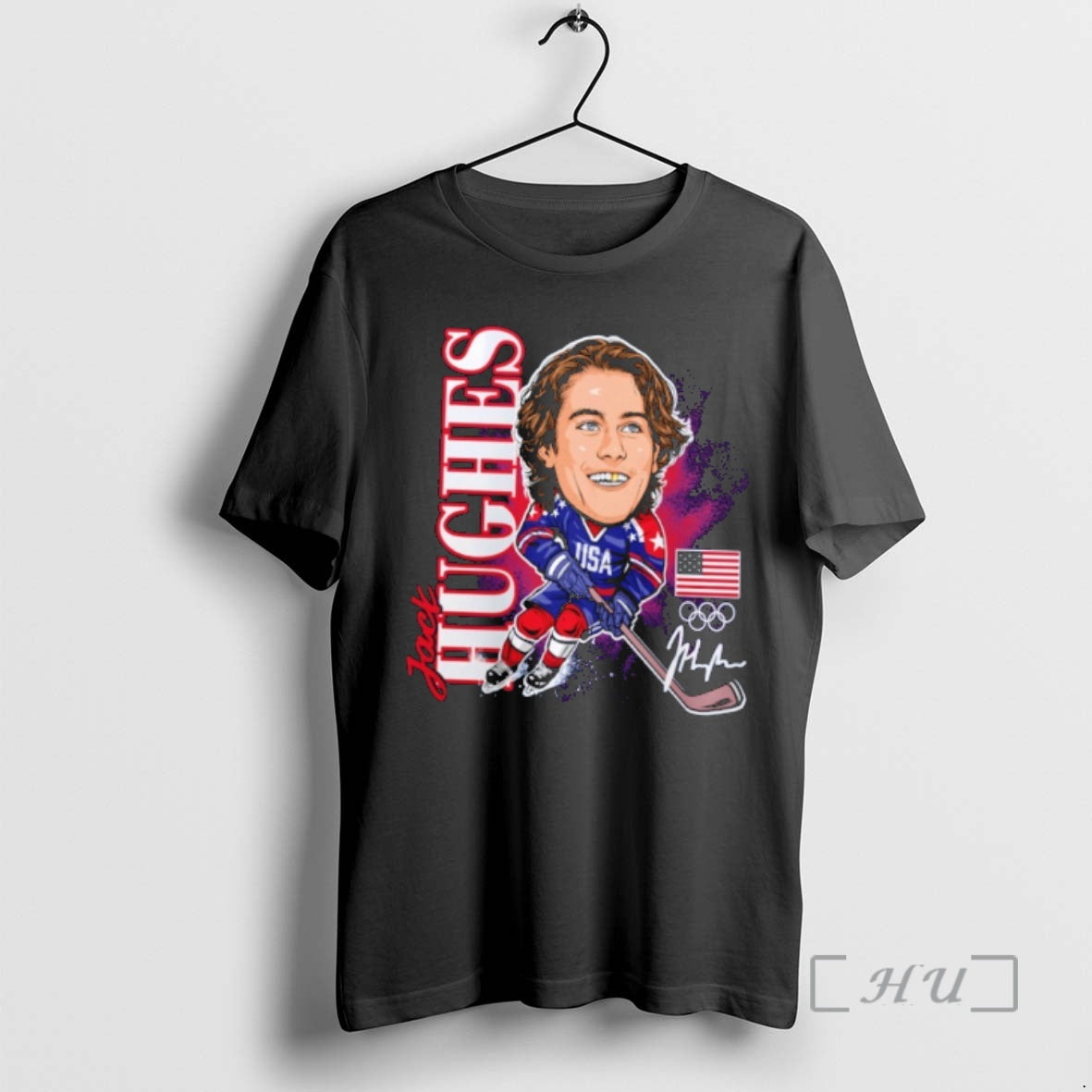 Officials Jack Hughes Usa Hockey Gold Medal - Adult & Kids T-Shirts, Sweatshirts & Hoodies apparel design preview 1
