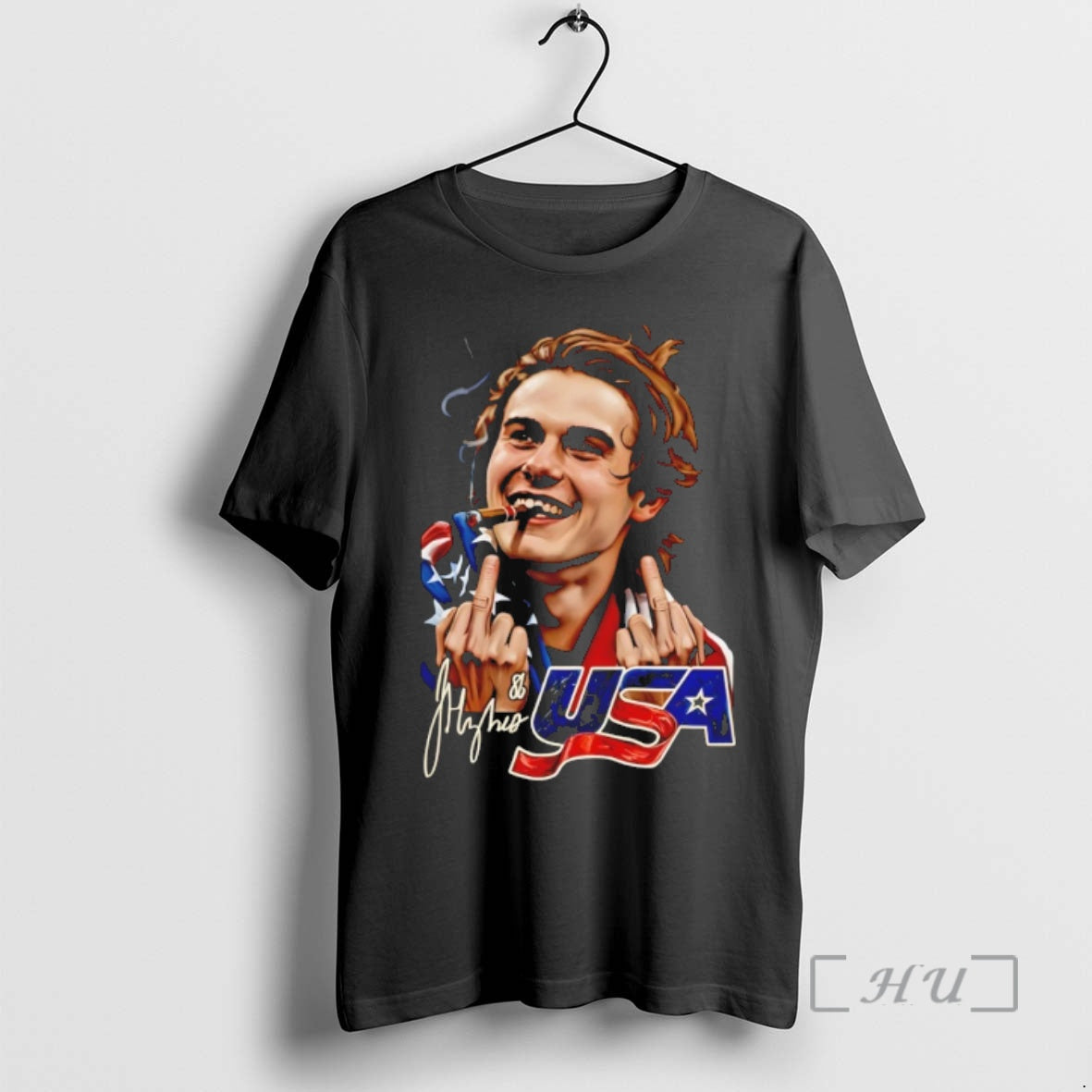 Officials Jack Hughes Middle Finger Usa Hockey - Adult & Kids T-Shirts, Sweatshirts & Hoodies apparel design preview 1