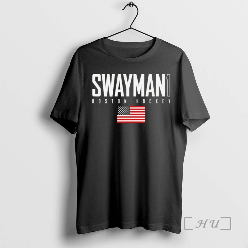 Officials Jeremy Swayman 1 Boston Bruins Usa Flag - Adult & Kids T-Shirts, Sweatshirts & Hoodies apparel design preview 1