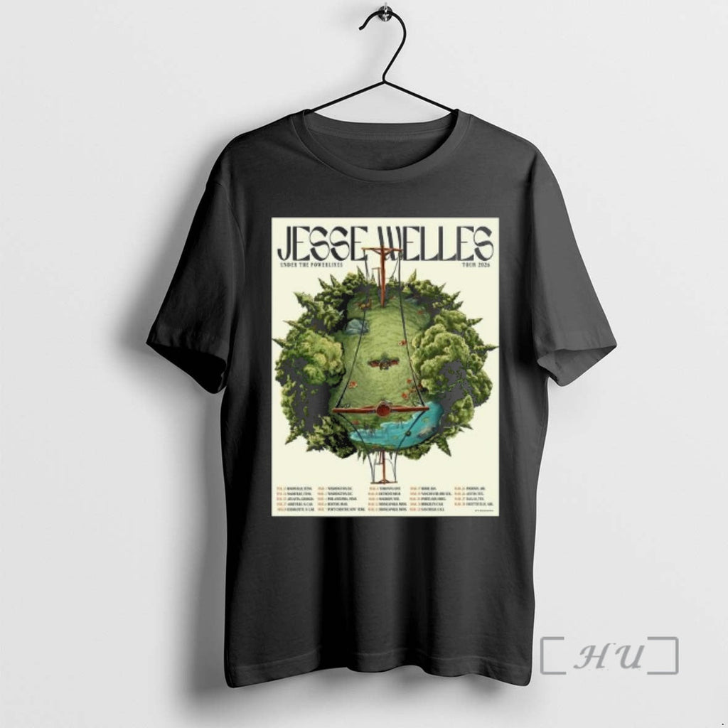 Officials Jesse Welles Under The Powerlines Tour 2026 - Adult & Kids T-Shirts, Sweatshirts & Hoodies apparel design preview 1