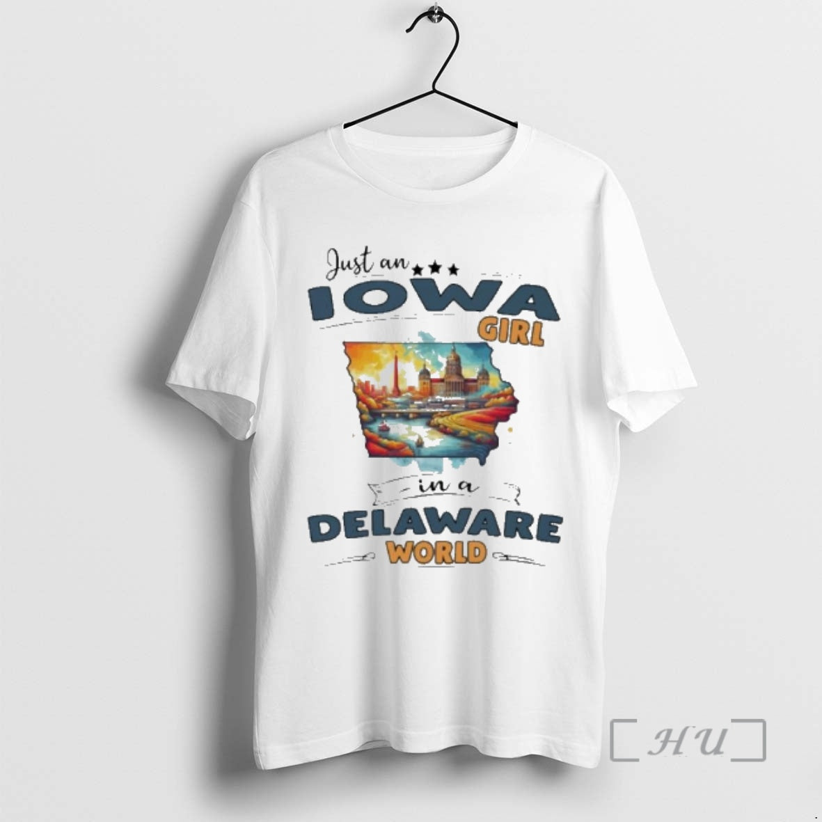 Officials Just An Iowa Girl In A Delaware World Retro - Adult & Kids T-Shirts, Sweatshirts & Hoodies apparel design preview 1