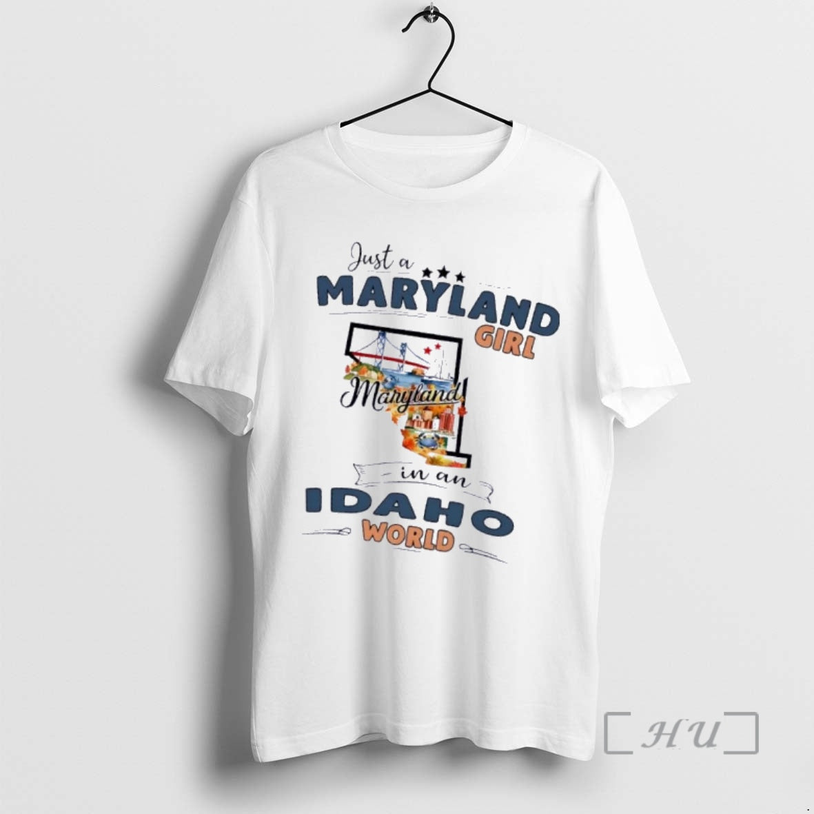 Officials Just A Maryland Girl In Idaho World Map - Adult & Kids T-Shirts, Sweatshirts & Hoodies apparel design preview 1