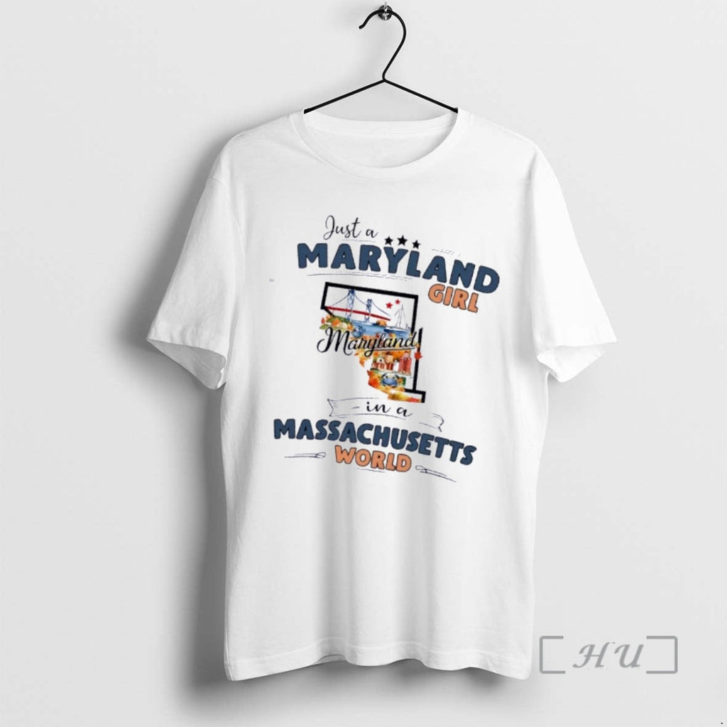 Officials Just A Maryland Girl In Massachusetts World - Adult & Kids T-Shirts, Sweatshirts & Hoodies apparel design preview 1