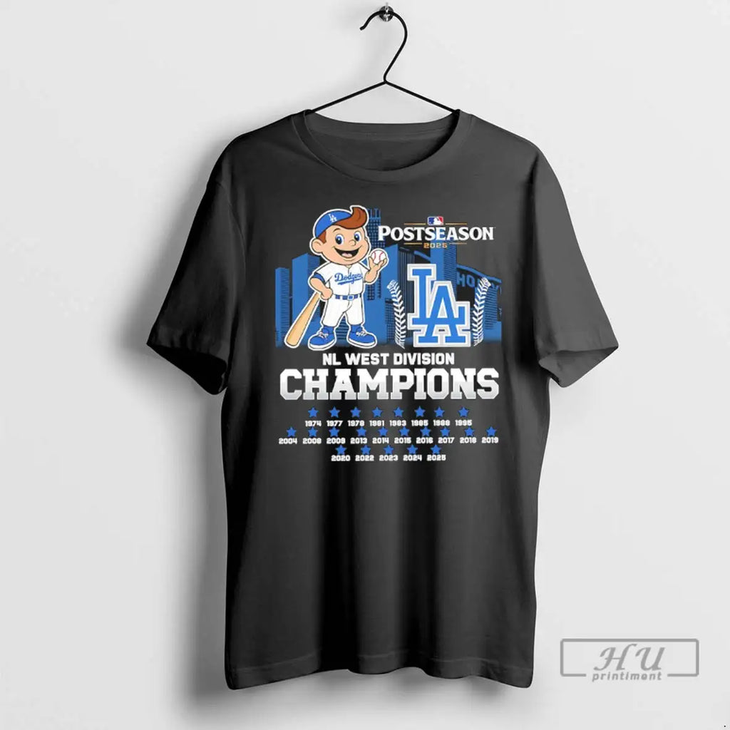 Officials Los Angeles Dodgers 2025 Nl West Division - Adult & Kids T-Shirts, Sweatshirts & Hoodies apparel design preview 1