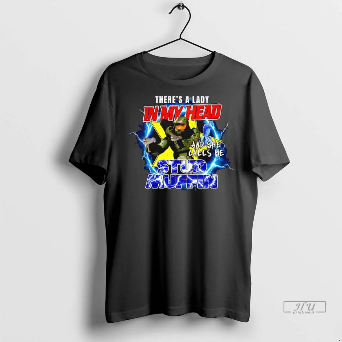 Officials Master Chief Halo Theres A Lady In My Head - Adult & Kids T-Shirts, Sweatshirts & Hoodies apparel design preview 1