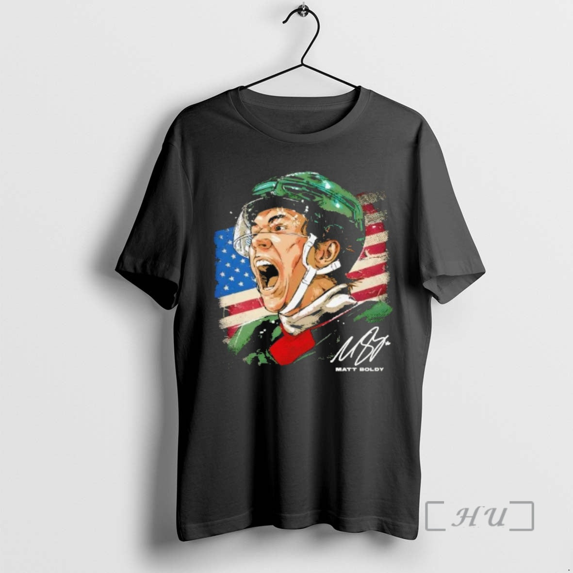 Officials Matt Boldy Minnesota Wild Usa Flag Portrait - Adult & Kids T-Shirts, Sweatshirts & Hoodies apparel design preview 1