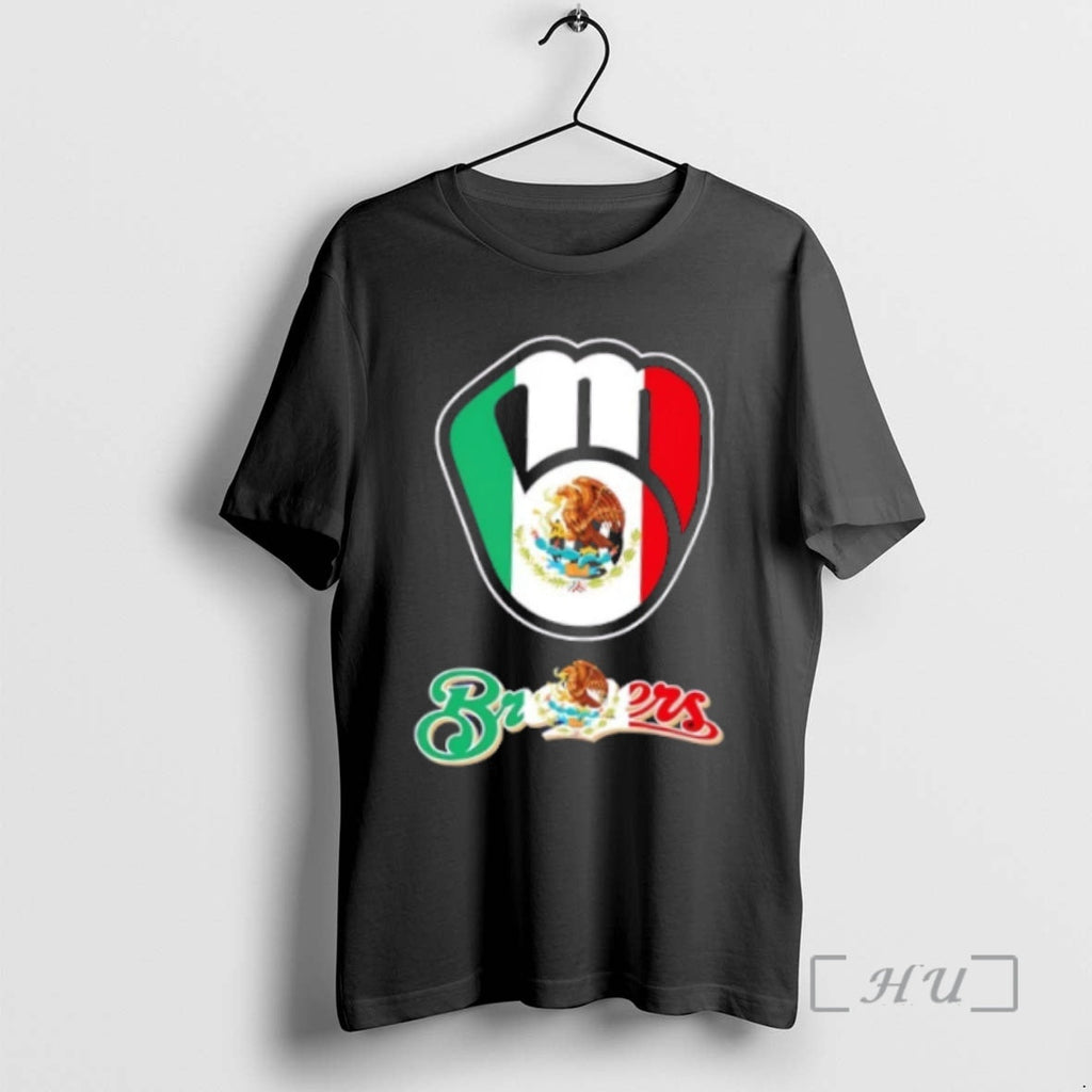 Officials Milwaukee Brewers Baseball X Mexican Flag - Adult & Kids T-Shirts, Sweatshirts & Hoodies apparel design preview 1