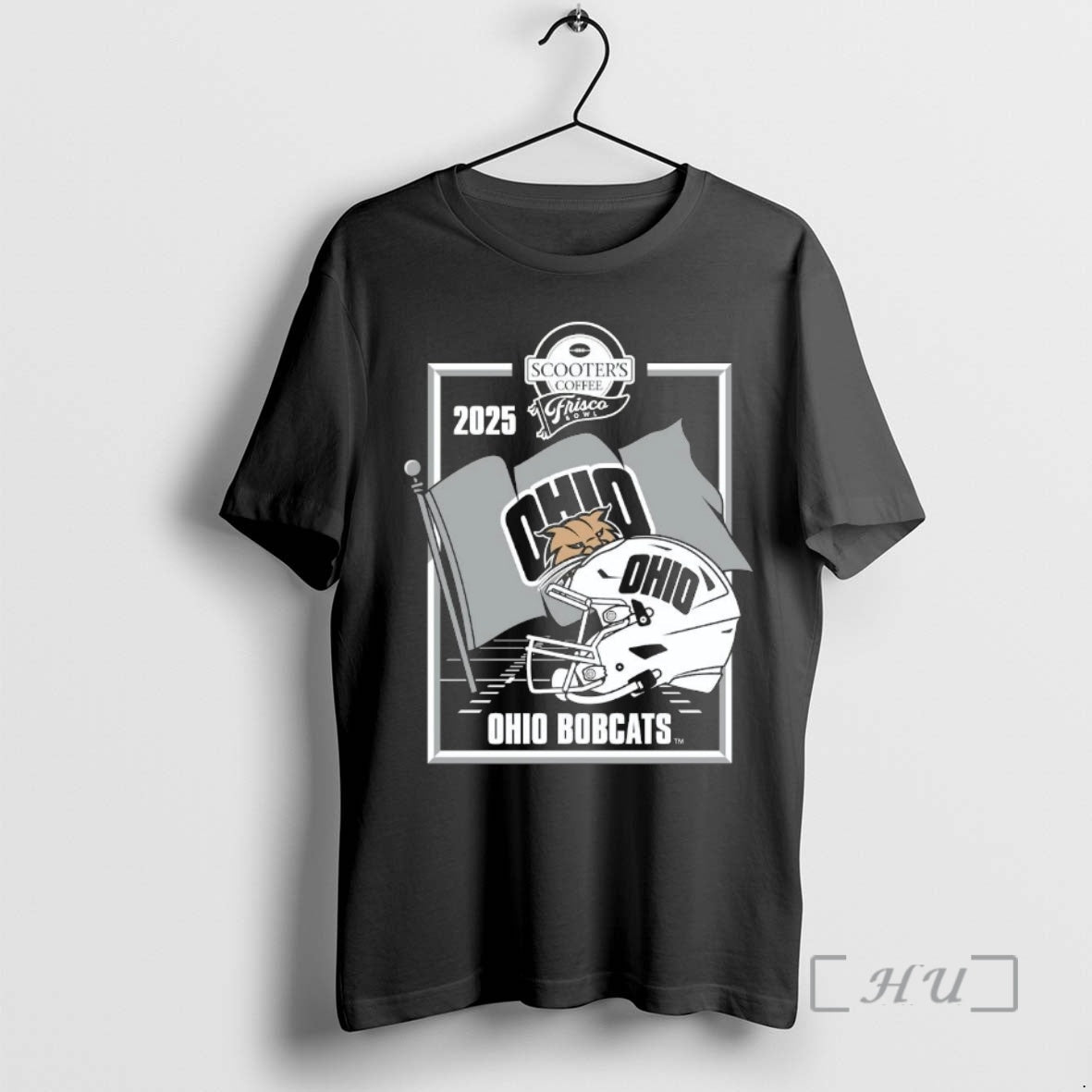Officials Ohio Bobcats 2025 Frisco Bowl Helmet - Adult & Kids T-Shirts, Sweatshirts & Hoodies apparel design preview 1