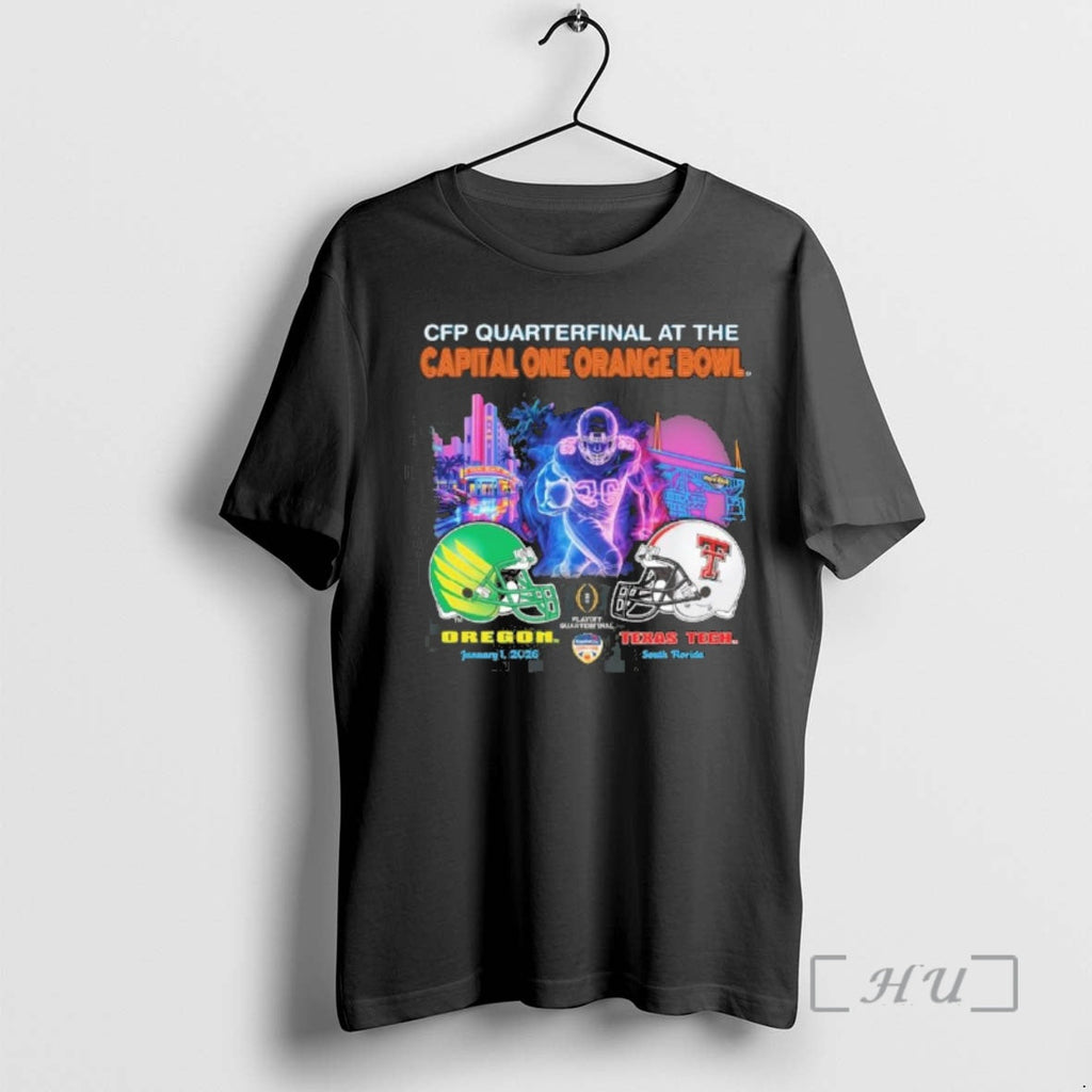 Officials Oregon Vs Texas Tech 2026 Cfp Orange Bowl - Adult & Kids T-Shirts, Sweatshirts & Hoodies apparel design preview 1
