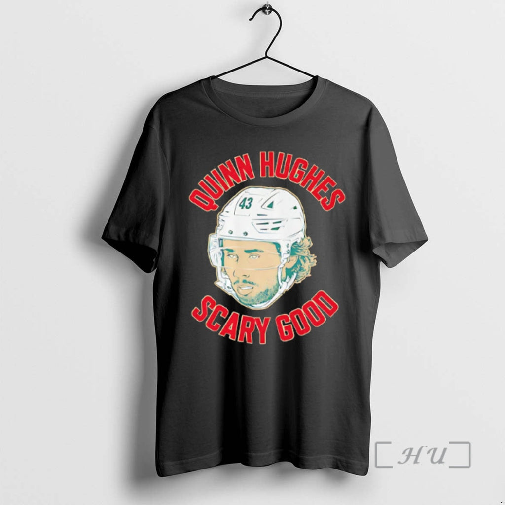 Officials Quinn Hughes Scary Good Minnesota Hockey - Adult & Kids T-Shirts, Sweatshirts & Hoodies apparel design preview 1
