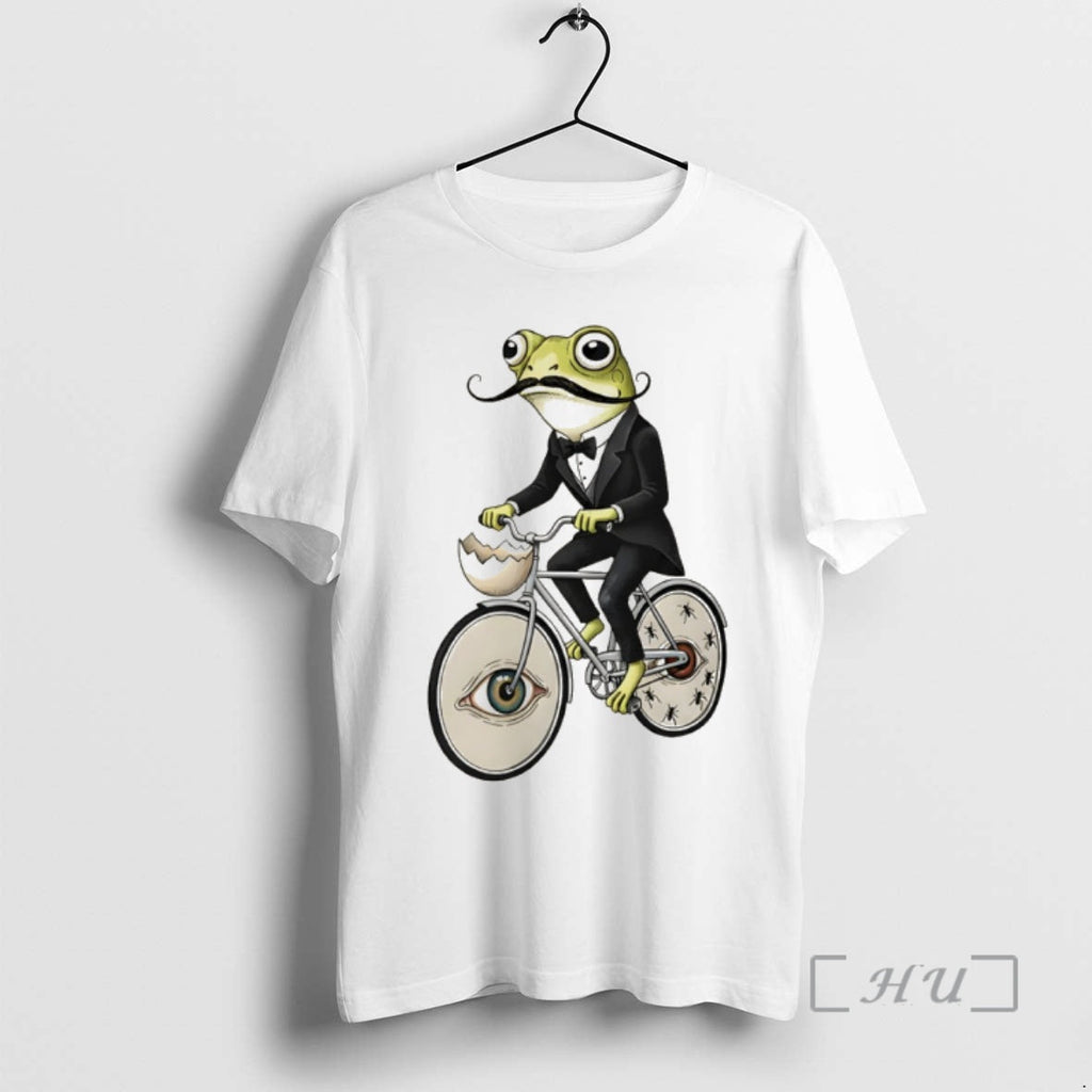 Officials Salvador Dali Inspired Frog On Bicycle - Adult & Kids T-Shirts, Sweatshirts & Hoodies apparel design preview 1