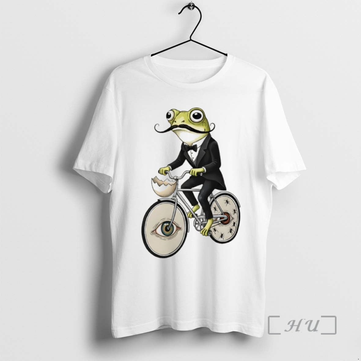Officials Salvador Dali Inspired Frog On Bicycle - Adult & Kids T-Shirts, Sweatshirts & Hoodies apparel design preview 1
