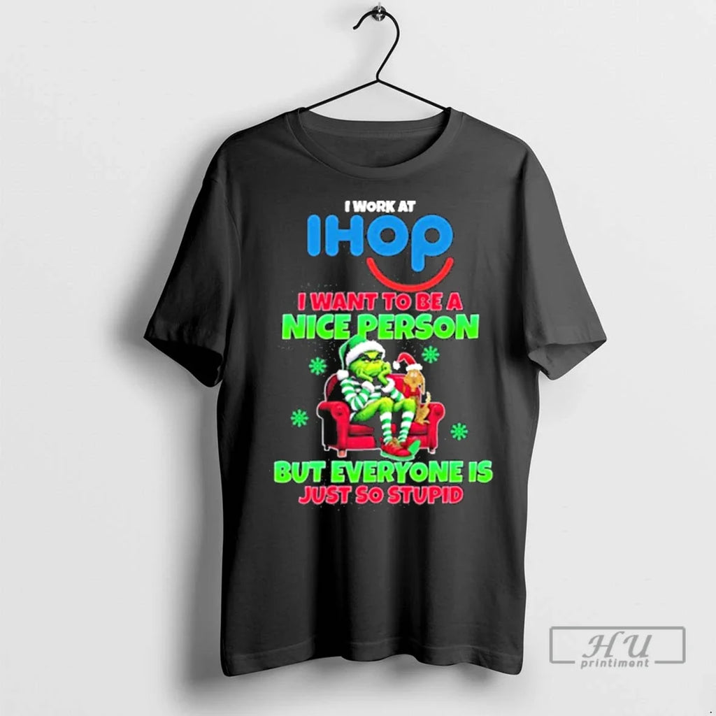 Officials Santa Grinch I Work At Ihop Logo Want To Be - Adult & Kids T-Shirts, Sweatshirts & Hoodies apparel design preview 1