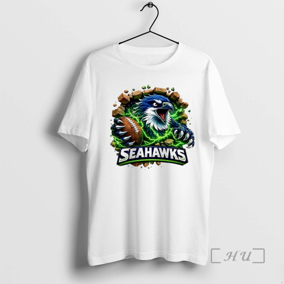 Officials Seahawks Angry Eagle Breaking Through Wall - Adult & Kids T-Shirts, Sweatshirts & Hoodies apparel design preview 1