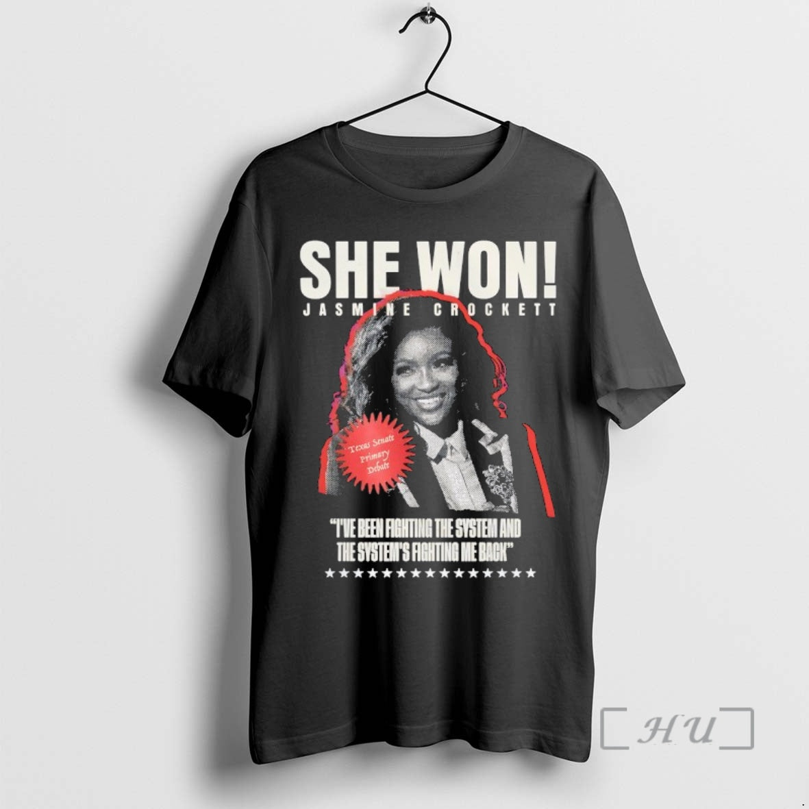 Officials She Won Jasmine Crockett - Adult & Kids T-Shirts, Sweatshirts & Hoodies apparel design preview 1