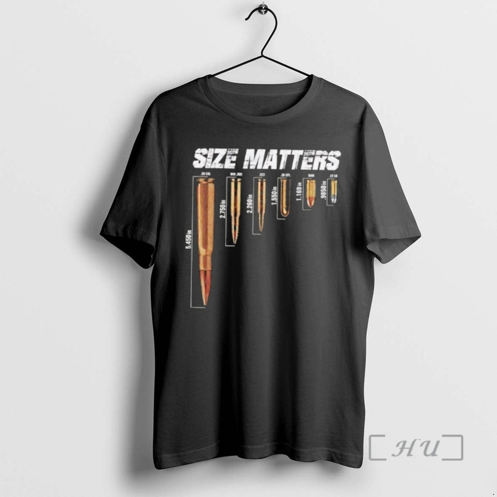 Officials Size Matters Ammo Caliber Comparison Chart - Adult & Kids T-Shirts, Sweatshirts & Hoodies apparel design preview 1
