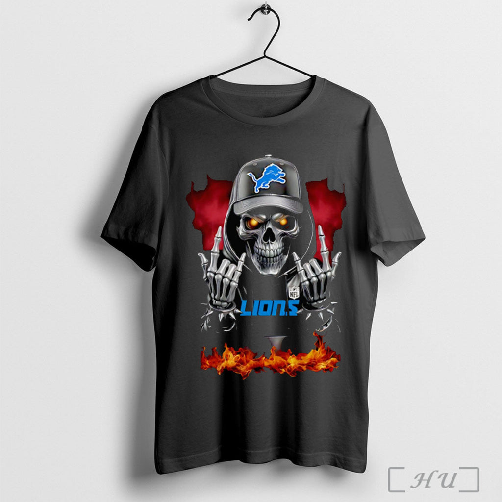 Officials Skeleton With Sign Of The Horns Detroit - Adult & Kids T-Shirts, Sweatshirts & Hoodies apparel design preview 1