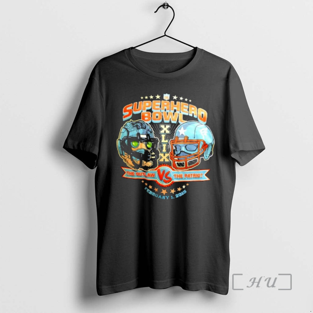 Officials Superhero Bowl Xlix The Outlaw Vs Patriot - Adult & Kids T-Shirts, Sweatshirts & Hoodies apparel design preview 1