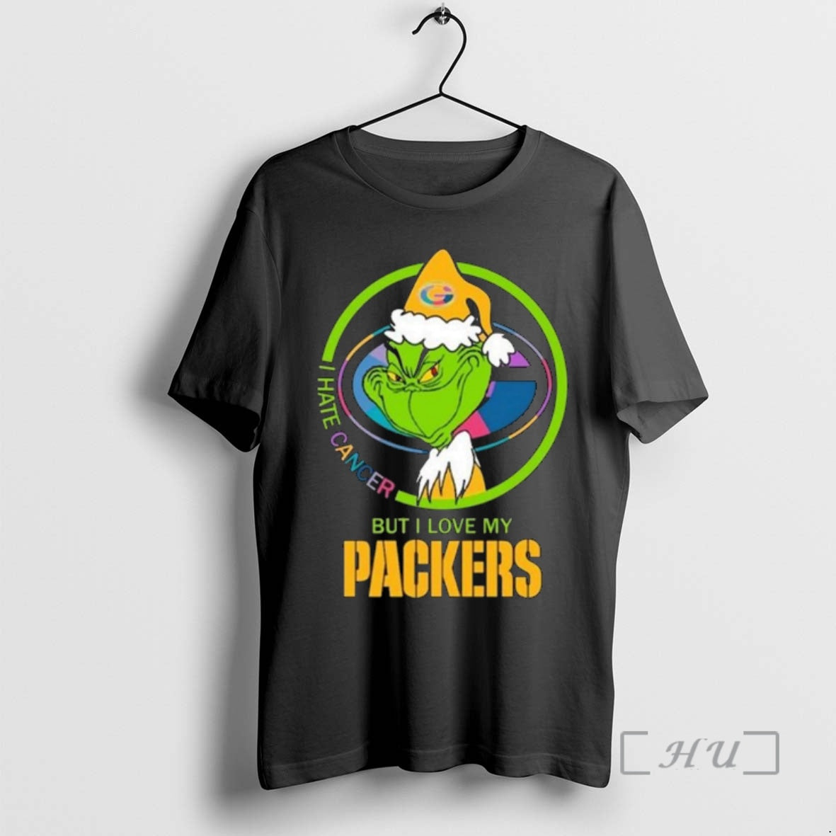 Officials Grinch I Hate Cancer But Love My Green Bay - Adult & Kids T-Shirts, Sweatshirts & Hoodies apparel design preview 1