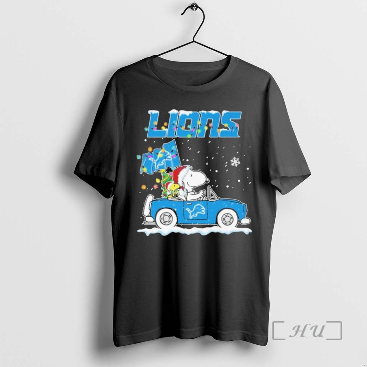 Officials Peanuts X Detroit Lions Driving Car - Adult & Kids T-Shirts, Sweatshirts & Hoodies apparel design preview 1
