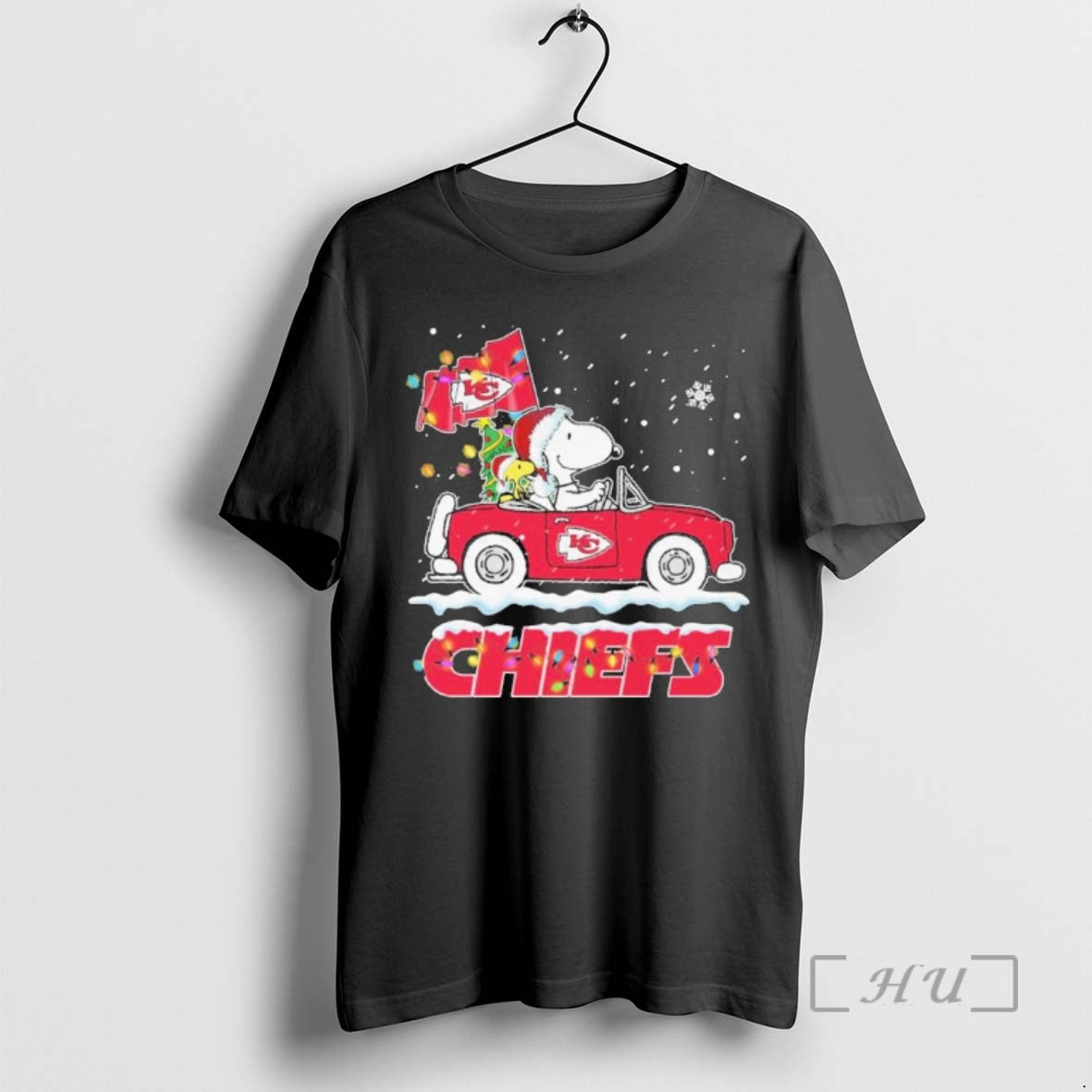 Officials Peanuts X Kansas City Chiefs Driving Car - Adult & Kids T-Shirts, Sweatshirts & Hoodies apparel design preview 1