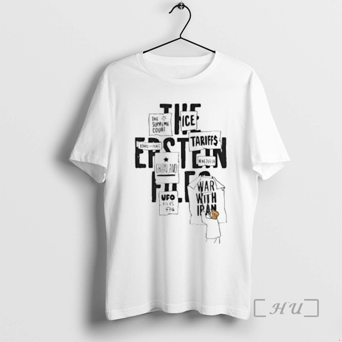 Officials Trump Epstein List War In Iran Protest Sign - Adult & Kids T-Shirts, Sweatshirts & Hoodies apparel design preview 1