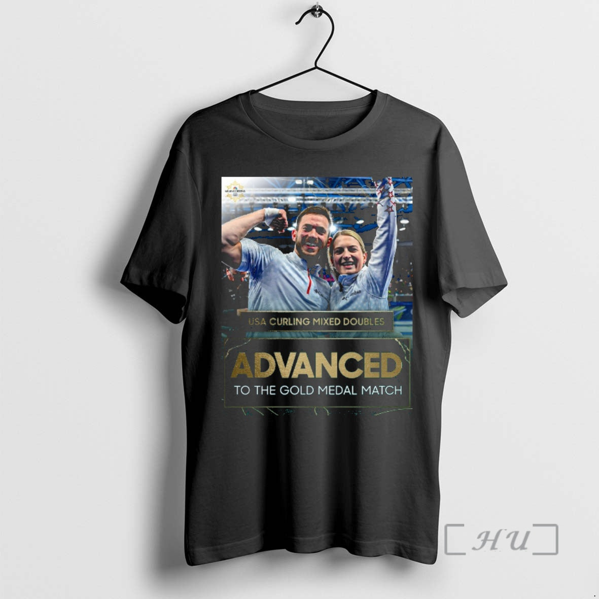 Officials Usa Curling Mixed Doubles Advanced Gold - Adult & Kids T-Shirts, Sweatshirts & Hoodies apparel design preview 1
