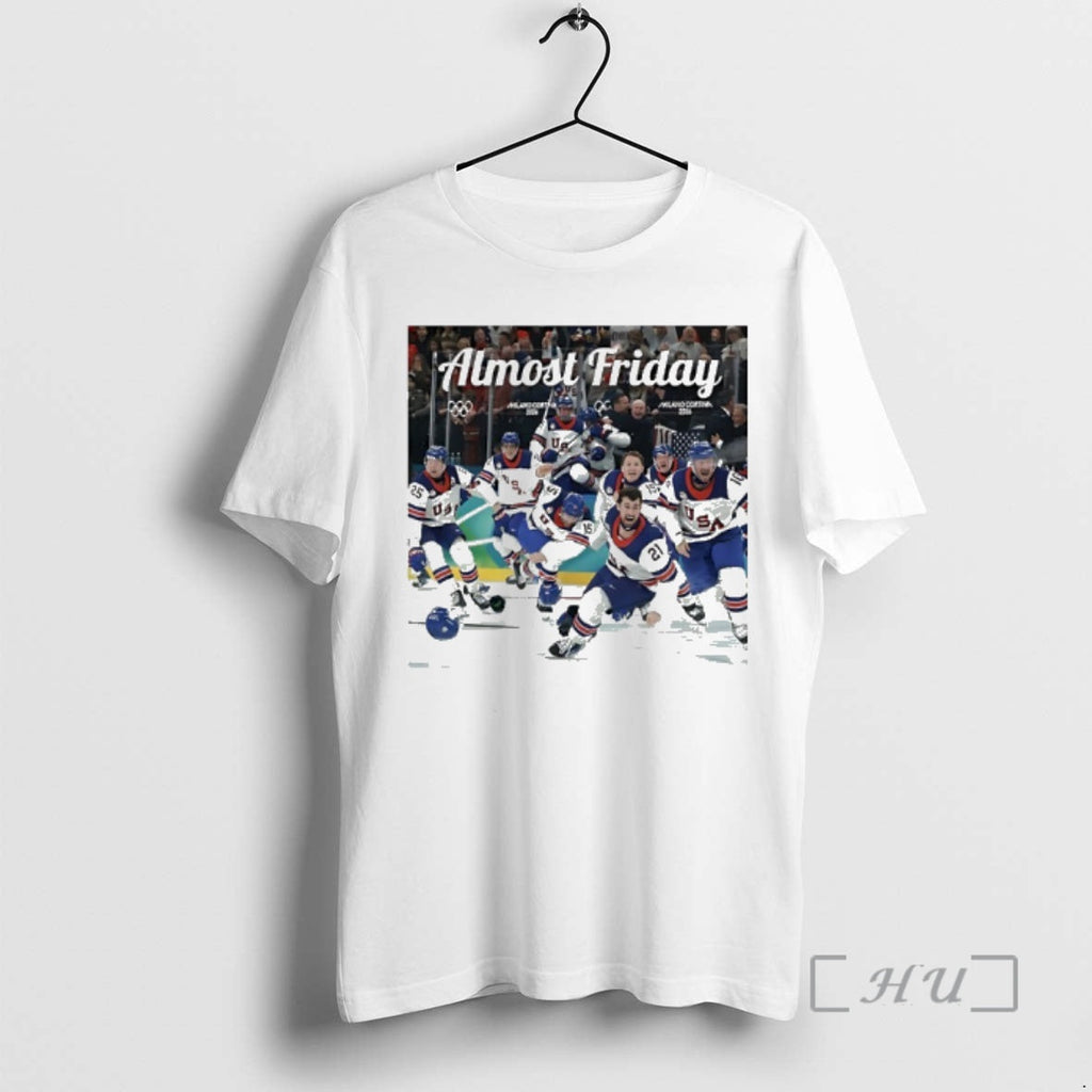 Officials Usa Hockey Miracle On Ice Almost Friday - Adult & Kids T-Shirts, Sweatshirts & Hoodies apparel design preview 1
