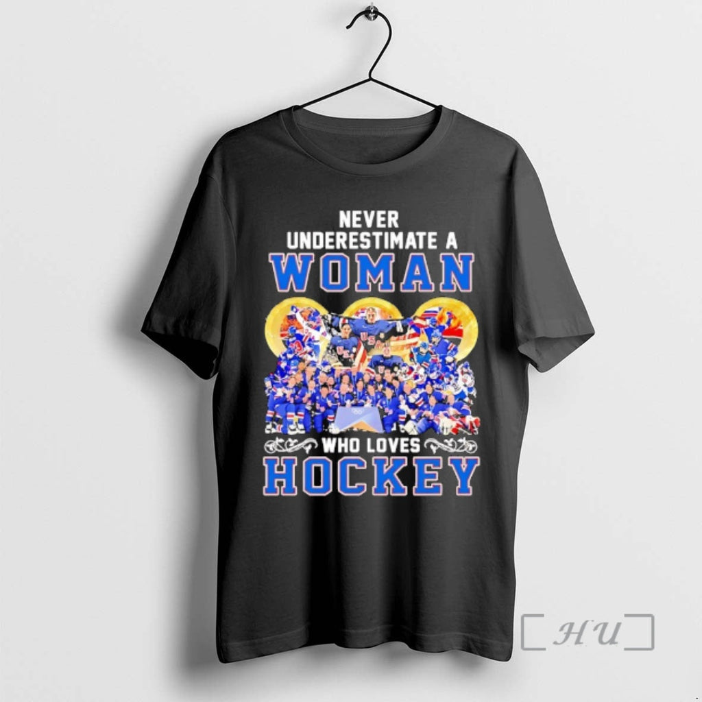 Officials Usa Women Hockey Never Underestimate A - Adult & Kids T-Shirts, Sweatshirts & Hoodies apparel design preview 1