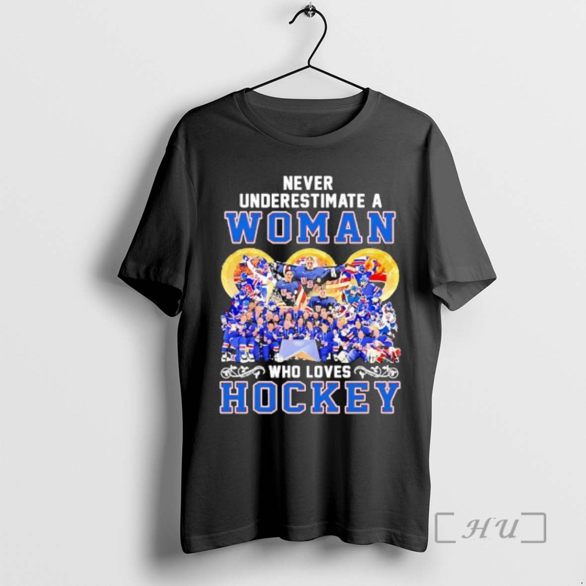 Officials Usa Women Hockey Never Underestimate A - Adult & Kids T-Shirts, Sweatshirts & Hoodies apparel design preview 1
