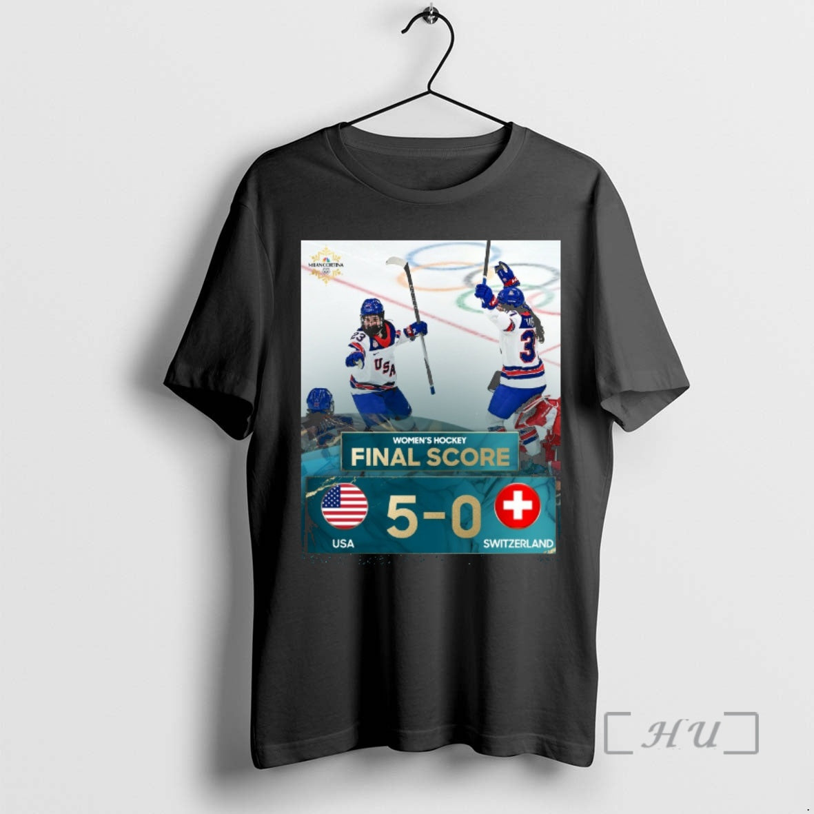 Officials Hockey Final Score Usa 5 0 Switzerland - Adult & Kids T-Shirts, Sweatshirts & Hoodies apparel design preview 1