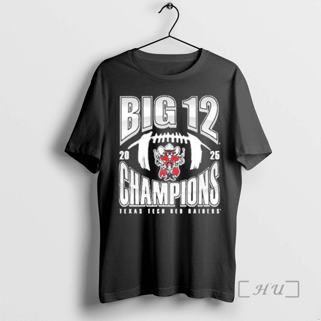 Officials Texas Tech Red Raiders Black 2025 Big 12 - Adult & Kids T-Shirts, Sweatshirts & Hoodies apparel design preview 1
