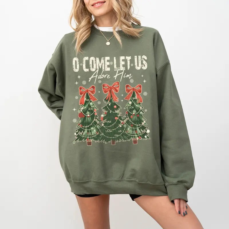Oh Come Let Us Adore Him Song Christian Religious - Adult & Kids T-Shirts, Sweatshirts & Hoodies apparel design preview 1