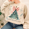 Oh Come Let Us Adore Him Coquette Bow Tree Jesus - Adult & Kids T-Shirts, Sweatshirts & Hoodies apparel design preview 1