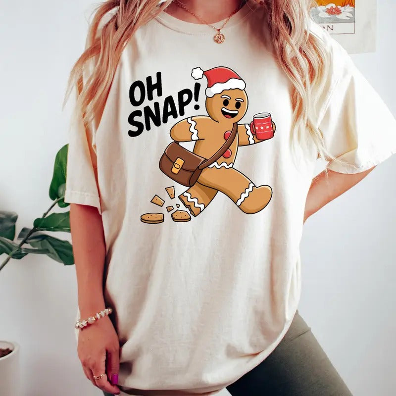Oh Snap Gingerbread Xmas Cookie Man Funny 2024 Knit - Adult & Kids T-Shirts, Sweatshirts & Hoodies apparel design preview 1