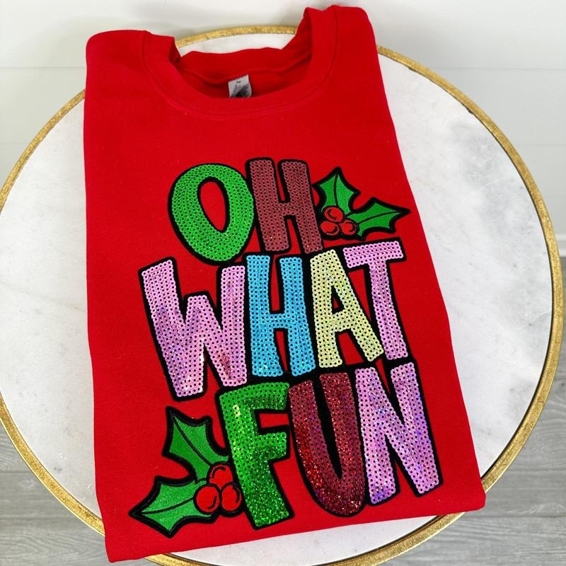 Oh What Fun Patch Gildan - Adult & Kids T-Shirts, Sweatshirts & Hoodies apparel design preview 1