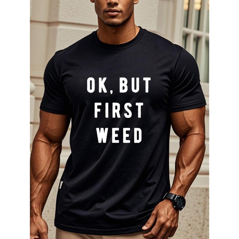 Ok But First Weed Black Cotton Crew Neck Casual Soft - Adult & Kids T-Shirts, Sweatshirts & Hoodies apparel design preview 1