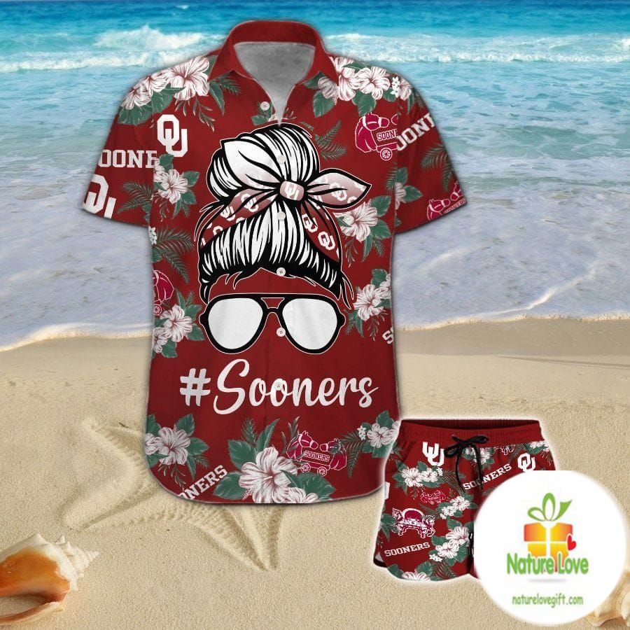 Oklahoma Sooners Hawaiian for Girls Aloha Button Up - Adult & Kids T-Shirts, Sweatshirts & Hoodies apparel design preview 1