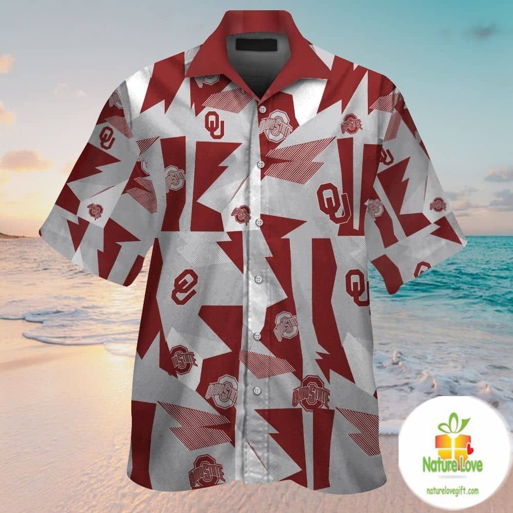 Oklahoma Sooners NCAA Hawaiian Tropical Aloha - Adult & Kids T-Shirts, Sweatshirts & Hoodies apparel design preview 1