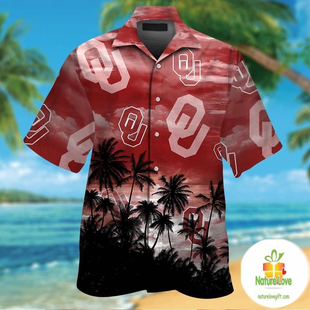 Oklahoma Sooners Short Sleeve Button Up Tropical - Adult & Kids T-Shirts, Sweatshirts & Hoodies apparel design preview 1