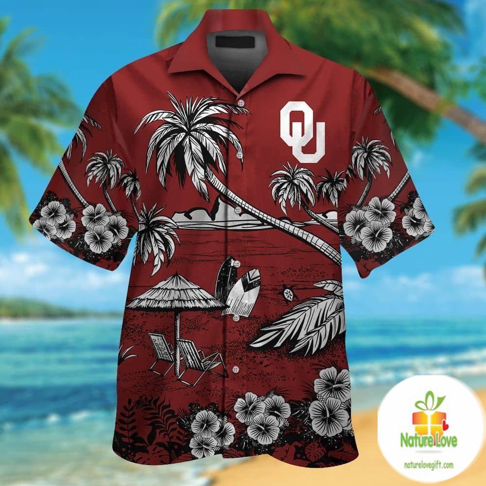 Oklahoma Sooners Hawaiian Tropical Aloha Button Up - Adult & Kids T-Shirts, Sweatshirts & Hoodies apparel design preview 1