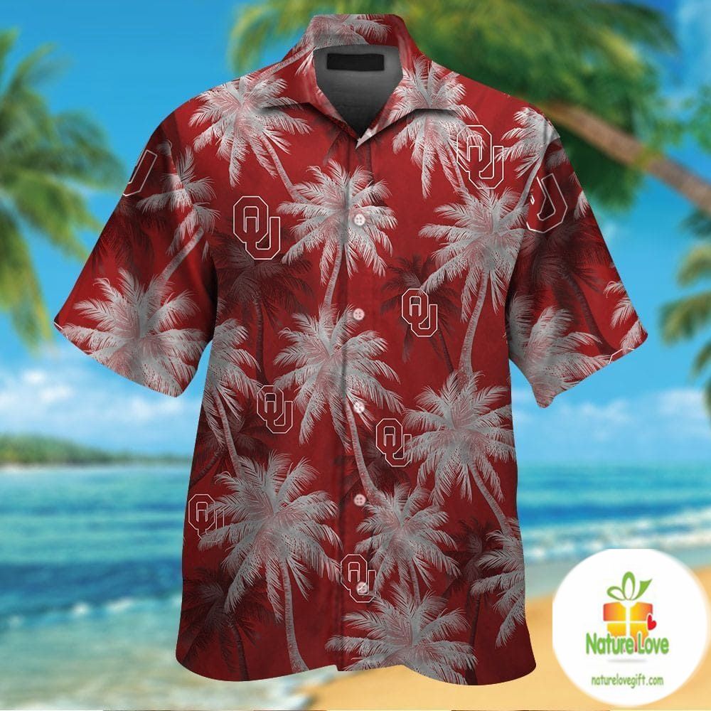 Oklahoma Sooners Hawaiian Tropical Button Up - Adult & Kids T-Shirts, Sweatshirts & Hoodies apparel design preview 1