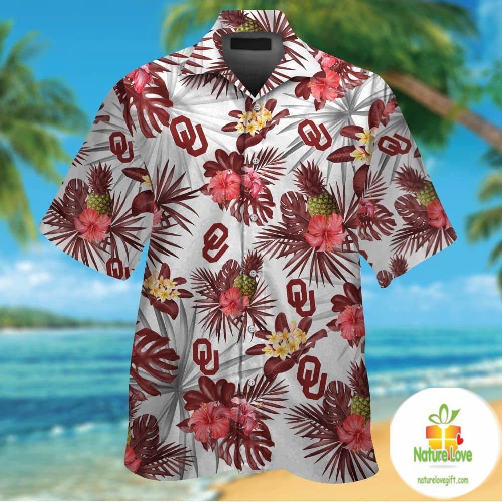 Oklahoma Sooners Hawaiian Tropical Aloha Button Up - Adult & Kids T-Shirts, Sweatshirts & Hoodies apparel design preview 1